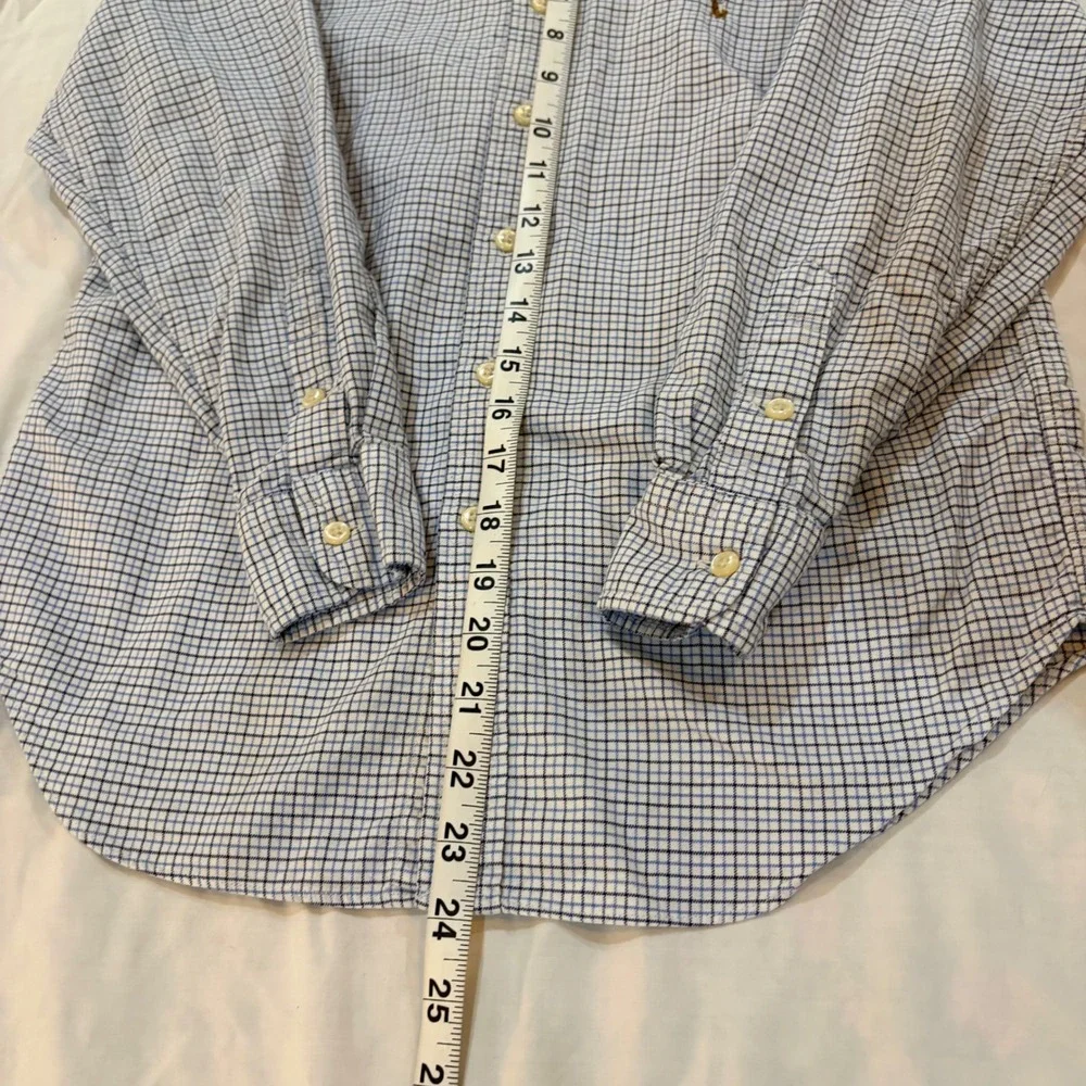 Ralph Lauren Boys Blue‎ White Tattersall Check Button Down Shirt M 10-12